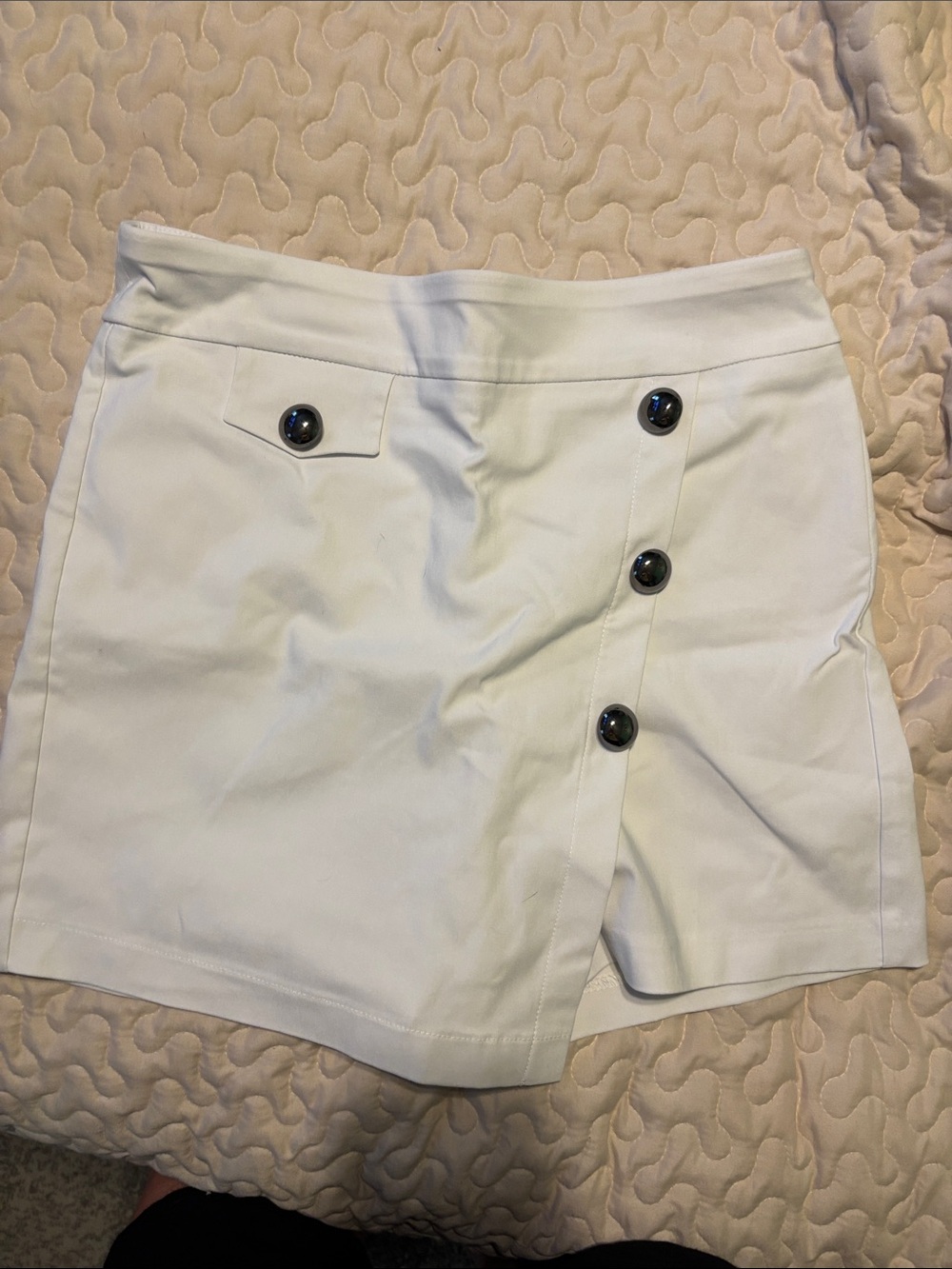 Button-Accent White Women's Skort